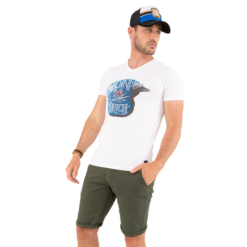 T-shirt col en V regular fit homme en coton Tour