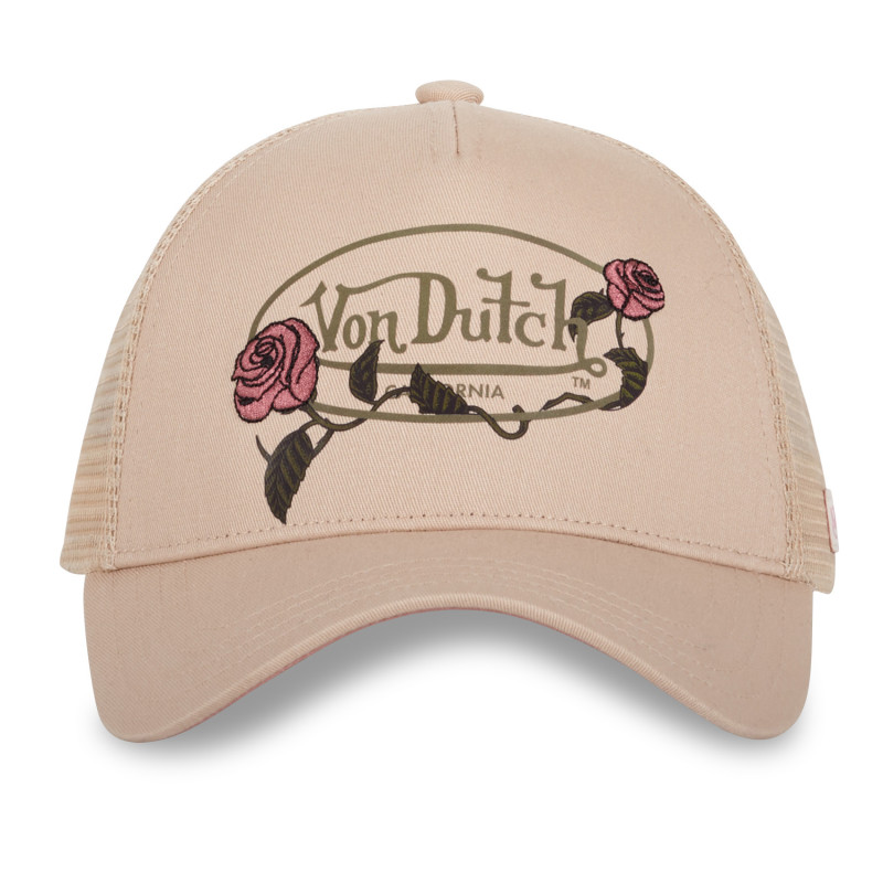 Casquette femme baseball visière bi-colore Von Dutch Logo Roses