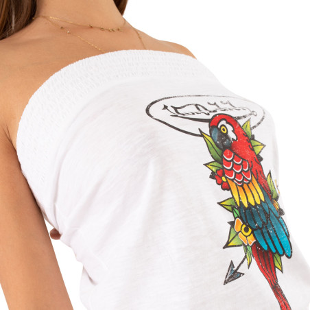 Combinaison short fluide bandeau avec print devant Parrot