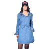 Robe femme denim ajustée avec badges brodes Ding en coton