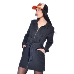 Robe femme zippé en toile avec badges brodés Flap en coton