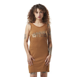 Robe femme col rond avec print en coton Léopard