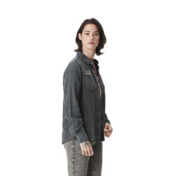 Chemise femme effet délavée avec patch Californie