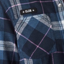 Chemise femme à carreaux tissés avec patch et logo bouclettes au dos