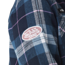 Chemise femme à carreaux tissés avec patch et logo bouclettes au dos