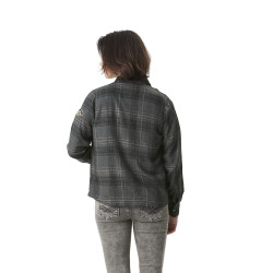 Chemise femme à carreaux tissés avec patch Woven
