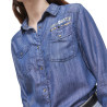 Chemise femme effet jean avec bouton