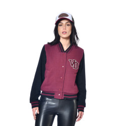 Veste femme courte bi-colore avec badges brodes Mini