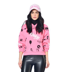 Sweat femme court à capuche print Tik