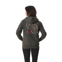 Sweat femme zippé à capuche avec print et patch devant Rug