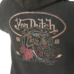 Sweat femme zippé à capuche avec print et patch devant Rug