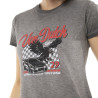 T-shirt femme uni flammé à col rond et print devant Fast T-shirt femme uni flammé à col rond et print devant Fast