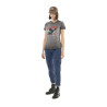T-shirt femme uni flammé à col rond et print devant Fast T-shirt femme uni flammé à col rond et print devant Fast