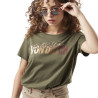 T-shirt femme col rond avec print en coton Léopard