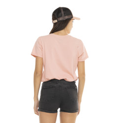 T-shirt à col rond manches courtes femme Logo Leopard