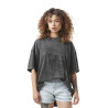 T-shirt loose femme col rond en acid wash et print en coton Motarde T-shirt loose femme col rond en acid wash et print en coton Motarde