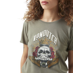 T-shirt femme col rond avec print en coton Roses