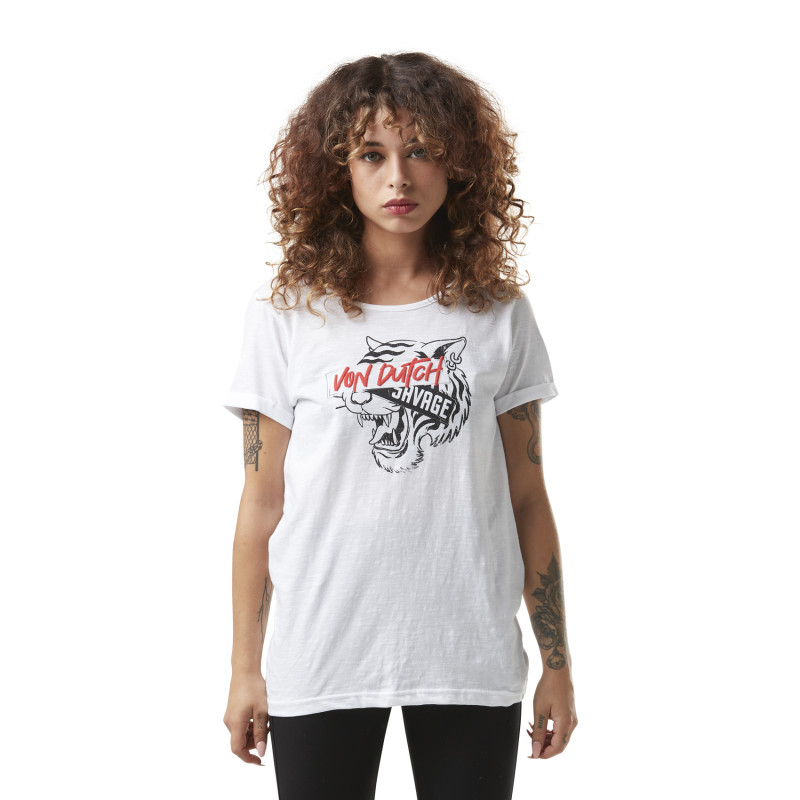 T-shirt femme jersey flamme croisé dans le dos avec print Savage
