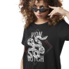 T-shirt femme en acid wash avec print en coton Snake