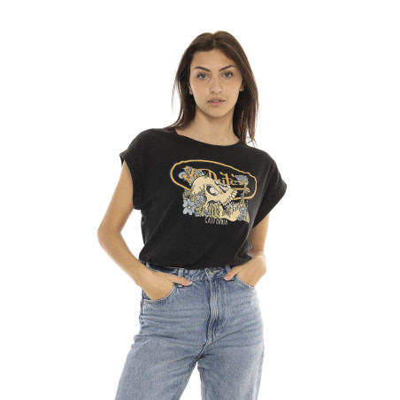 T-shirt à col rond manches courtes femme Vegetal Skull
