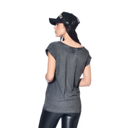 Tee shirt femme effet use avec print devant Love en coton