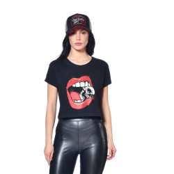 Crop top femme avec print devant Mouth en coton
