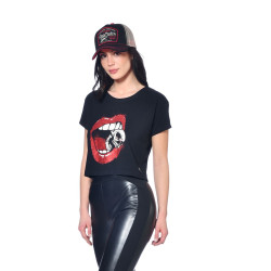 Crop top femme avec print devant Mouth en coton