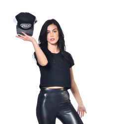 Crop top femme avec print devant avec strass en coton