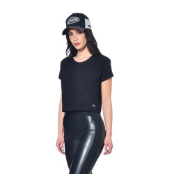 Crop top femme avec print devant avec strass en coton