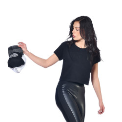 Crop top femme avec print devant avec strass en coton