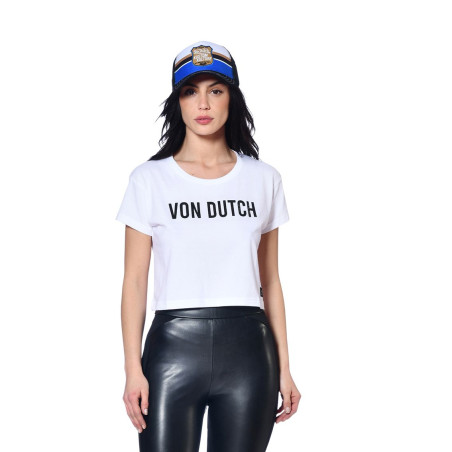 Crop top femme avec print devant avec strass en coton