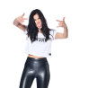 Crop top femme avec print devant avec strass en coton