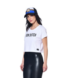 Crop top femme avec print devant avec strass en coton