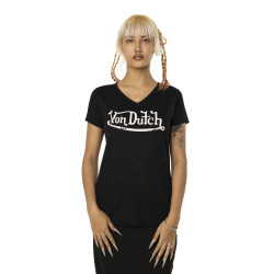 T-shirt femme en col v avec print devant Classic