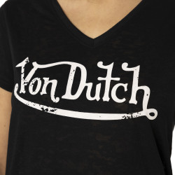 T-shirt femme en col v avec print devant Classic