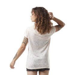 T-shirt femme en col v avec print devant Classic