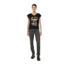 T-shirt femme uni col V avec print devant Pilote