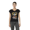 T-shirt femme uni col V avec print devant Pilote