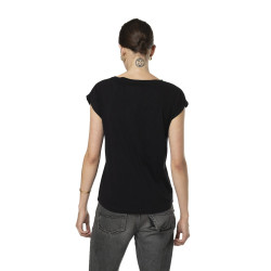 T-shirt femme uni col V avec print devant Pilote