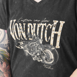 T-shirt femme col en V avec print et clous devant Racing