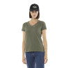 T-shirt femme col V flammé avec print devant et motif au dos Tulle T-shirt femme col V flammé avec print devant et motif au dos Tulle