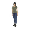 T-shirt femme col V flammé avec print devant et motif au dos Tulle T-shirt femme col V flammé avec print devant et motif au dos Tulle