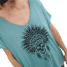 T-shirt femme col en V fluide en coton Feath