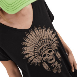 T-shirt femme col en V fluide en coton Feath