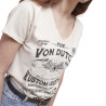 T-shirt femme col en V effet usé en coton Hand