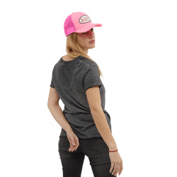 T-shirt femme col en V effet usé en coton Hand