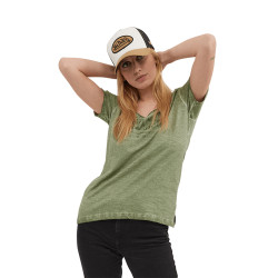 T-shirt femme Col en V effet usé avec strass en coton Oasis