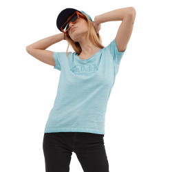 T-shirt femme Col en V effet usé avec strass en coton Oasis