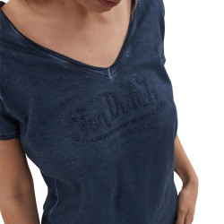 T-shirt femme Col en V effet usé avec strass en coton Oasis