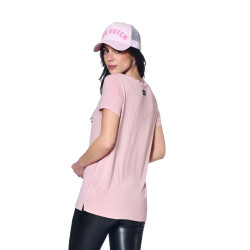 Tshirt en col V Logo Strass femme Roon